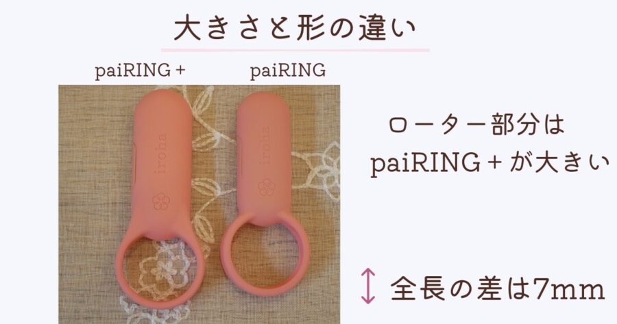 iroha paiRINGシリーズの大きさと形の違い